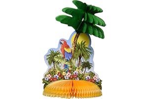 Beistle 55594 Tropical Island Centerpiece Holiday Display Tropische Inseln, Dekoration für Feiertage, Papier, Mehrfarbig
