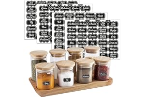 colortouch Kitchen Labels - 140 Pcs Pantry Organization for Food Storage Containers - Kitchen Stickers for Jars - Preprinted Black Waterproof Stickers - Washable Rectangle