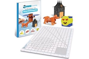 3Dmate Starter - Tappetino Trasparente 9x7 Pollici per Penna 3D con Libro di Stencil - Silicone Resistente al Calore a Doppia Faccia - Accessori per Penne 3D - Modelli per Bambini e Adulti