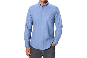 siliteelon Men's Oxford Shirt Long Sleeve Smart Casual Plain Regular Fit Button Down Shirts with Pocket
