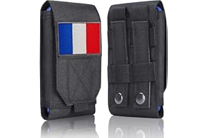 Aprocase Black Tactical Molle Waterproof Cellphone Pouch Case, Heavy Duty Phone Holster Bag for iPhone 11 12 13 Pro Max Samsung S22 S21 S20 FE Note 20 A02S Less 6.7'' with 1 Pack France Flag Patch