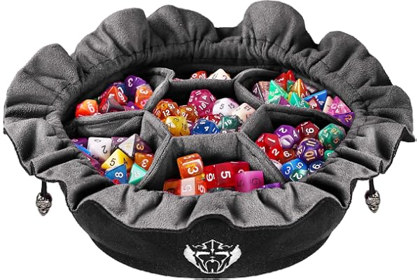CardKingPro Stor Tärningspåse Med Fickor, Svart, Rymmer 150+ Tärningar | Kapacitet 150+ Tärningar – Utmärkt Organisatör För Samlare, Perfekt För Dungeons & Dragons [Patenterad Design]