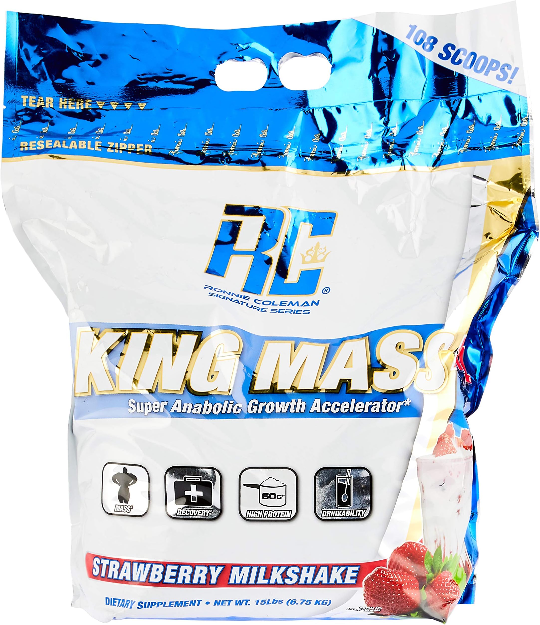Ronnie Coleman Signature Series King Mass Premium Weight Gainer - 6.7 kg (Strawberry Milkshake)
