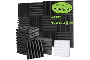 Foneso Acoustic Foam, 30 x 30 x 5 cm (Density: 25 kg/m³) Sound Insulation, Acoustic Panels, 3D High Density Sound Absorber Wall, Sound Insulation Materials for Recording Rooms, Recording Rooms and