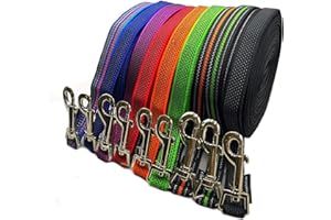 Schleppleine Hundeleine gummiert 1m - 40m / 20mm breit/für mittlere und große Hunde mit/ohne Handschlaufe Fährtenleine/Übungsleine (5m OHNE Handschlaufe, Orange gummiert)