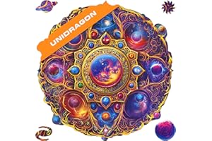 UNIDRAGON Original Puzzle de Madera — Mandala Space Dreams, 700 Piezas, Tamaño Real 17.7 x 17.7 Pulgadas (45 x 45 cm) Bonito Envoltorio de Regalo, Una Sola Forma Mejor Regalo para Adultos y niños