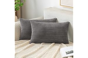 EMEMA Poszewka na poduszkę, sztruksowa, ozdobna, sztruksowa, miękka, ozdobna poszewka na poduszkę, sztruksowa, na sofę, fotel, do domu, sypialni, szara