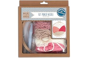 DRAEGER PARIS 1886 Punch Needle Starter Kit, Plastica, Lana Rosa e Beige, Taille du pack : 20x23x4cm