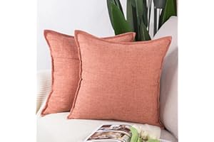 Madizz 2 Pezzi Lino Copricuscini Morbido Decorativo Fodere per Cuscino Lusso Stile per Divano Camera da Letto 65x65 cm Rosso