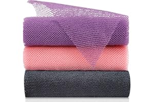 KHAOP 3Pack African Net Long Bath Net Sponge African Exfoliating Body 2 in 1 Bathing Exfoliating Shower Body Back Scrubber Shower Skin Smoother Spa Massage for Women Men 80×30cm(Black+Pink+Purple)