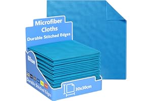 REXO Microfibre Cleaning Cloth - Pack of 50, Premium Reusable, Multi-Surface, Lint Free Cleaning Cloths - Ultra Absorbent, Soft, Durable for Kitchen, Car & More (Blue, 30x30 cm)