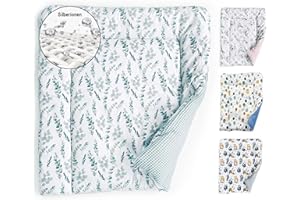 BABEES Wickelauflage 75x75 cm Baby Wickelunterlage Wickeltischauflage aus Baumwolle mit Waffelpique Unterseite, weiche hygienische Unterlage zum Windeln Wechseln Wickelmatte Eukalyptus