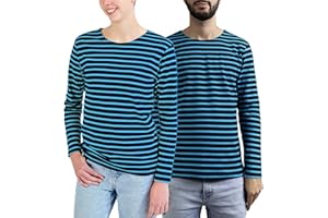 Breizh Ocean - Marinière GUER, Tee-Shirt rayé épais en Coton Bio - Unisexe, Homme ou Femme - XS au 4XL