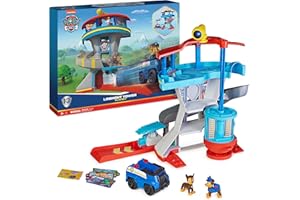 Set di gioco Torre di controllo PAW Patrol con propulsore per auto giocattolo, 2 action figure di Chase, auto di pattuglia di Chase e accessori, giocattoli per bambini da 3 anni in su
