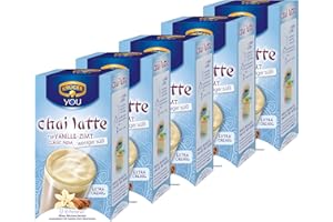 Krüger Chai Latte Classic India menos dulce, vainilla-canela, té de la leche de bebida y templado, 5 Pack, 5 x 10 monodosis bolsa