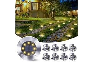 Qedertek 8 LED Lumière Solaire Extérieur, Lampe Solaires Jardin Au Sol Étanche IP65, Blanc Chaud Pelouse Lumière Decorative Pour Jardin Chemin Terrace Cour Pelouse Escaliers (8 Pièces)