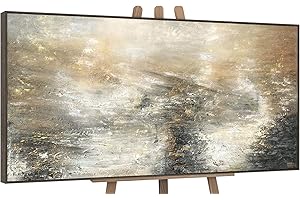 YS-Art Abstrakt Acryl Gemälde auf Leinwand Kraft der Elemente handgemalt Wandbilder Wohnzimmer modern Wohndekor Bilder Büro Horizontal echte Kunst mit Rahmen 100x50 cm