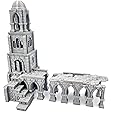 QP3D - Battle Tower Pillars Building, Ruined Terrain Wall Scenery for Tabletop & RPG 28-32mm Miniatures Wargame Props DnD D&D, 3D Printed and Paintable