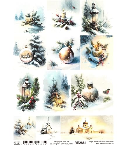 Decoupage Papier 28g Zita's Creative Reispapier A4 - Victorian Winter Für Decoupage Reispapier Victorian Winter Strohseide Bastelpapier