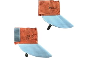 ELECTROMECANICA CANTABRIA ELCAN ELCAN Ghette per saldatura in pelle, resistenti al calore e ignifughe professionali, copriscarpe, copriscarpe o protezioni per stivali per saldatura con elettrodi, TIG, MIG, MAG