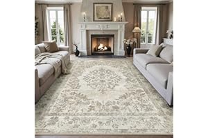 PureCozy Tappeto Salotto Moderno, 240x300 cm Tappeti Grande Camera Da Letto, Tappeto Vintage Corridoio Antiscivolo Lavabile Pelo Corto per Soggiorno,Cucina, Ufficio, Interno,Beige