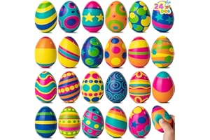 JOYIN 24 PCS Squishy Toys Slow Rising Stress Ball Soft Fidget Squeeze Eggs for Easter Hunt, Basket Stuffer Fillers, Toys Gifts Party Favor