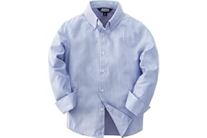 JOGAL Jungen Langarm Oxford Hemden Regular Fit Freizeithemd Kinder Gestreiftes Hemd für 6-14 Jahre