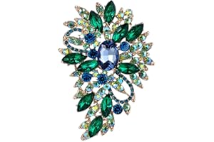 EVER FAITH Broche Forme Fleur avec Goutte d'eau Style Délicat Fastueux Accessoire de Vêtement Cristal Strass Bijou Cadeau