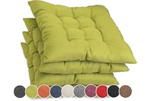sunnypillow Set di 4 Cuscini per Sedia con Nastri - 45 x 45 cm - Comodi Cuscini da 8 cm di Spessore, per Sedie/Panche in Casa e in Giardino - Seduta Per uso Interno ed Esterno - Verde