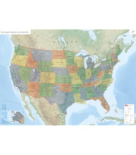 Close Up XXL USA Landkaart Premium Poster Enorme Amerika Kaart Met Alle Staten 140 X 100 Cm Maps In Minuten 664974233