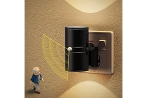 JandCase Motion Sensor Night Light Plug in Wall, Plug in Night Light, ON/Off/AUTO Lighting Mode, 3000K Warm White, Dimmable 0-100LM, Low Energy Motion Sensor Light Indoor for Hallway Bedroom Stairway