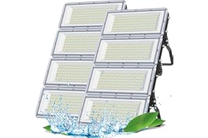 TASINUO Focos LED Exterior 400W 2 Piezas, 40000LM Luces LED Exterior, 7000K Blanco Frío Potente Proyector LED, IP67 Impermeable Luz Exterior, Lampara LED para Jardin Garaje Fábrica Almacén Gimnasios
