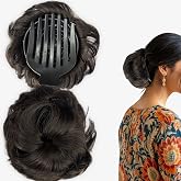 TEMPERIA Claw Clip Ponytail Hair Extensions for Women & Girls | Natural Braid Updo Style Donuts Clutcher for Juda Bun | Easy 