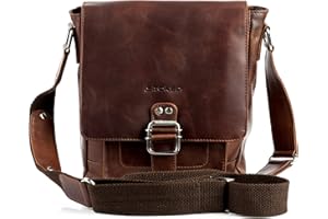 SID & VAIN Torba na ramię z prawdziwej skóry - iPad Messenger Bag Stoked - torba na ramię z paskiem na ramię - skórzana torba męska i damska brązowa ręcznie wykonana, Brązowy koniak., m