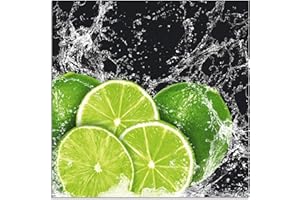 ARTland Spritzschutz Küche aus Alu für Herd Spüle 60x60 cm (BxH) Küchenrückwand mit Motiv Essen Obst Früchte Limette Eiswasser Modern Dunkel H9KL