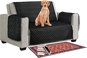 MIA we dress your home Sofa Slipcover for 1 Seater Couch – Quilted Cover Fit with Elastic Strap Sofa Cover - 1-Piece Anti- Slip Wrinkle Resistant From Pet Dog Kid Couch Cover