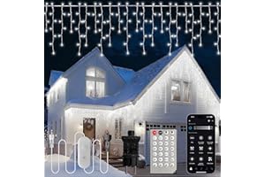 Gliztech Cascada Luces Navidad Exterior 10M, IP44 Impermeable LED Cortina Luces Navidad Exterior/Interior para jardín, balcón, fiesta, aleros y barandillas (Blanco Frío, 10M)