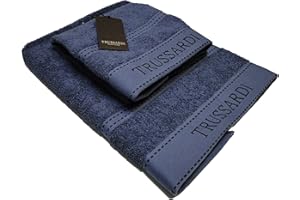 VIGLIETTI Ribbon VAR. 135 Blue Coppia Spugna Set 1+1 Viso e ospite Trussardi