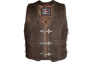 MDM Marrone nabuk Uomo Gilet in pelle con lacci da