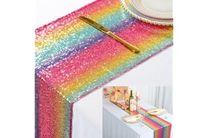 ShinyBeauty Table Runner Sequin Table Runner 12x72-Inch Rainbow Table Covers For Party Rainbow Sequin Table Runners 12"x72" Rainbow Plates Party Supplies