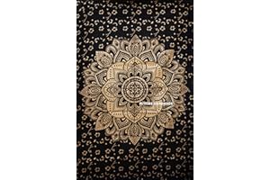 FUTURE HANDMADE Future, handgefertigtes Bettlaken mit Mandala-Motiv, Schwarz und Gold, Design 11