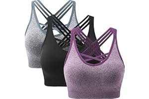 ANGOOL Damen Sport BH ohne Bügel Gepolstert Yoga Bra Kreuz Rücken Sport Bustier für Jogging Fitness