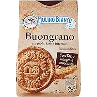 Mulino Bianco Biscotti Buongrano con 100% Farina Integrale, Colazione Ricca di Fibre e Gusto - 350 gr