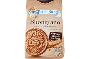 BARILLA Mulino Bianco Biscotti Buongrano con 100% Farina Integrale, Colazione Ricca di Fibre e Gusto - 350 gr