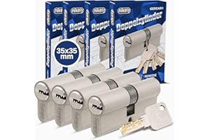 GERCAR Pro Profilzylinder 35/35 Massiver Schließzylinder gleichschließend 4er Set Doppelzylinder Zylinderschloss - Messing matt - inkl. 10 Schlüssel - Wendeschlüssel - Länge: 70 mm, A:35 B:35-4x
