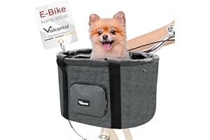 Valkental - Fahrradkorb für Hunde KLICKfix Kompatibel | Ideal als Einkaufskorb | Stabil und Sicher | Inkl. Bodenkissen & Praktischen Fächern