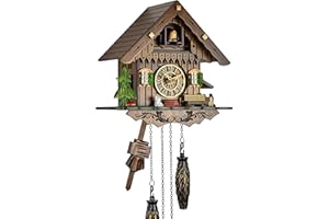 Eble Zegar z kukułką zegar z kukułką, prawdziwe drewno, mechanizm kwarcowy na baterie, muzyka z kukułką, 21 cm - 60850000