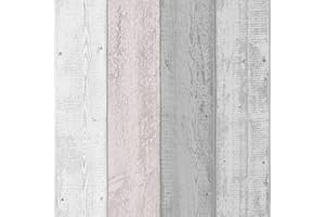 Arthouse Pink & Grey Painted Wood Effect Wallpaper - Wide Wood Planks - Distinctive & Modern has a Natural Beauty of its own - Palette of Greys & Pinks Softens & Introduces a Light & Airy Feel 902809