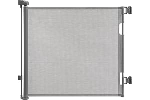 PetHot Stair Gate, Baby Gate, Retractable Stair Gate, Stair Gates for Baby and Dogs, Extends up to 59"/150cm Wide, 33" Tall One Handed Operation, Baby Gate for Stairs/Doorways/Hallways/Outdoor, Grey