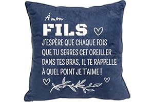 NALKEEZ Cadeau Fils,Adolescent,Garçon- Housse De Coussin Personnalisé Homme- Cadeau Ado garçon- Cadeau Noël ,Anniversaire Homme-Cadeau 18 Ans Garçon- Drôle, Rigolo,Humour- Idées Cadeaux Homme-Housse 45x45 cm
